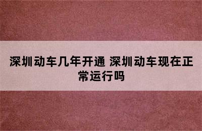 深圳动车几年开通 深圳动车现在正常运行吗